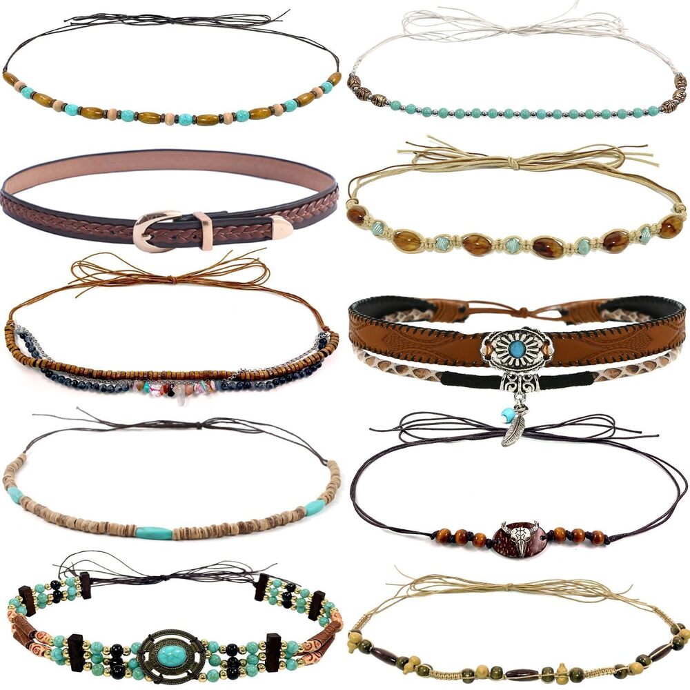 1135 10 PCS Cowboy Hat Bands , Leather Hatbands Belt